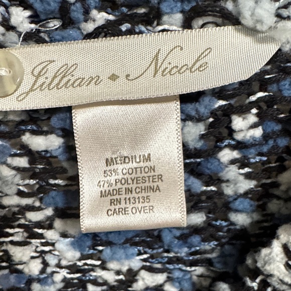 Jillian Nicole Blue Black and White Knit Cardigan BD1-153 - Picture 2 of 3